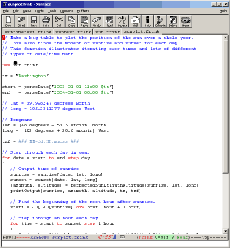 Screenshot of Frink emacs mode